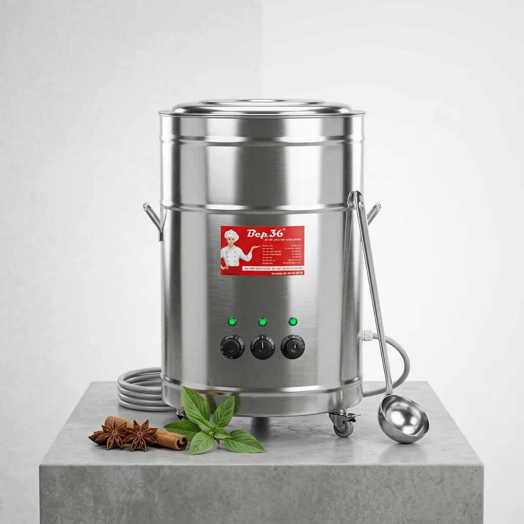 Có thể hàn thêm bánh xe vào nồi phở để di chuyển dễ dàng Có thể hàn thêm bánh xe vào nồi phở để di chuyển dễ dàng