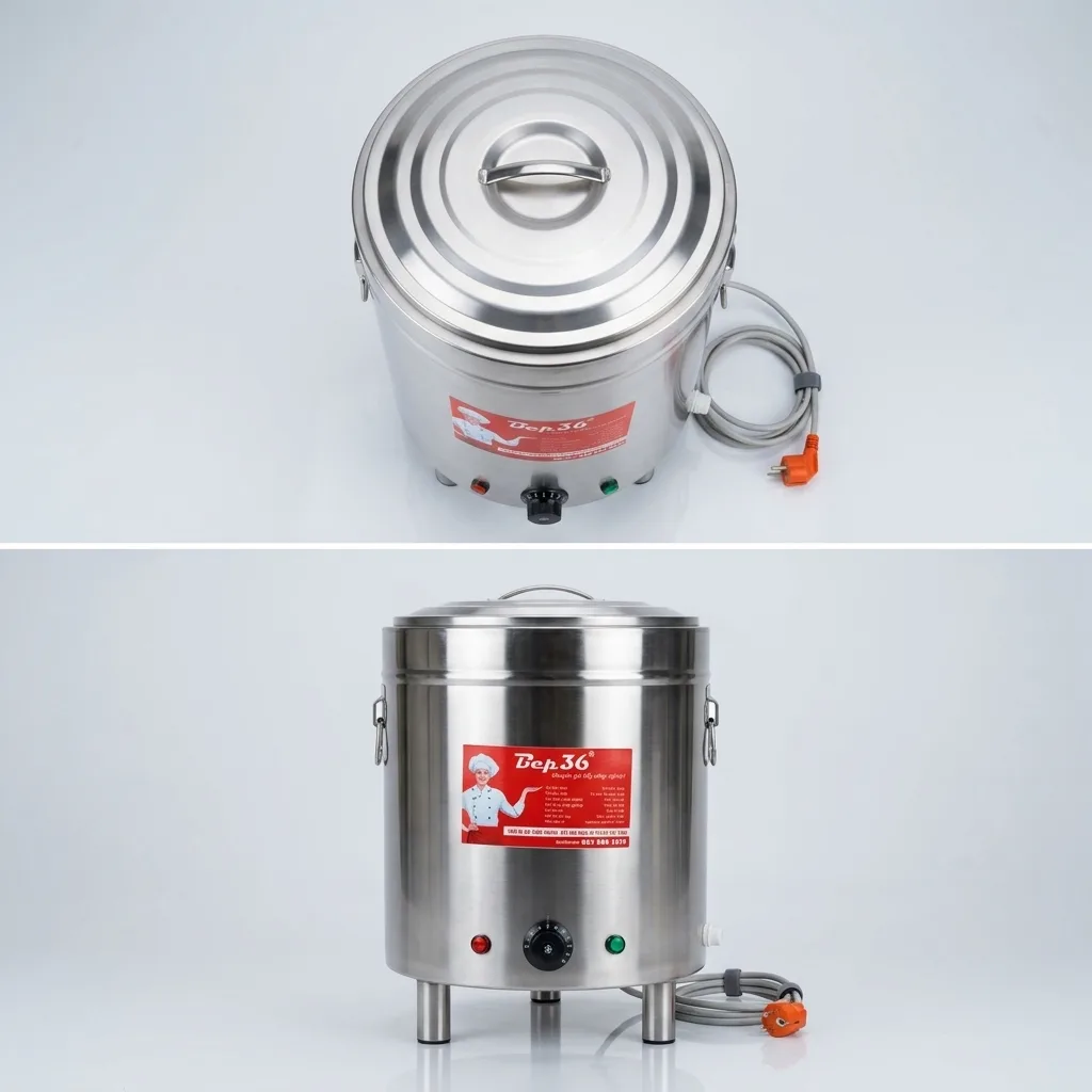 Góc chụp toàn cảnh nồi nấu nước phở chần trụng bánh 30 lít Góc chụp toàn cảnh nồi nấu nước phở chần trụng bánh 30 lít