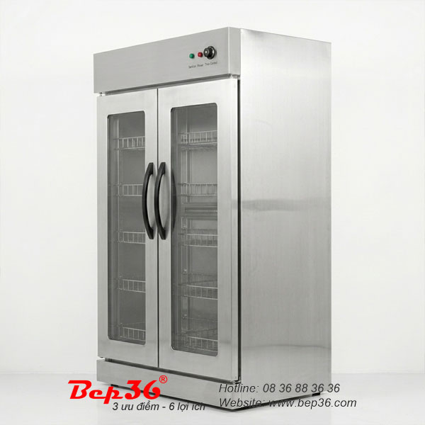 Tủ sấy bát công nghiệp 2 cánh kính được sử dụng rộng rãi tại các bếp nhà hàng