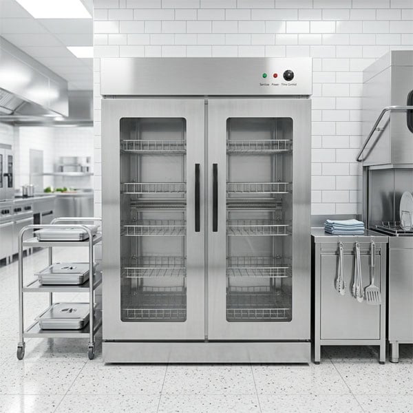 Tủ sấy bát công nghiệp 2 cánh TSB_2CK đặt tại khu rửa nhà hàng