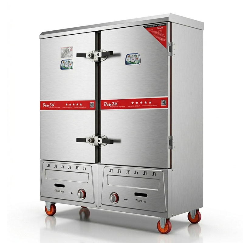 Tủ nấu cơm công nghiệp 24 khay dùng gas TCG-24 Bep36