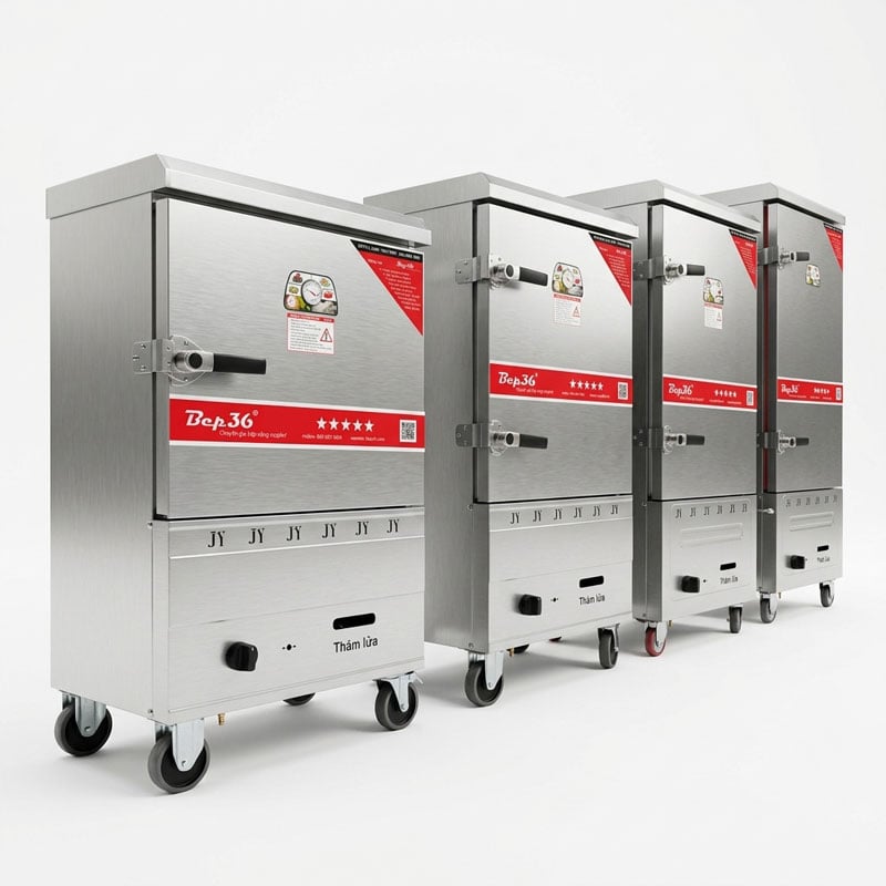 4 kích cỡ phổ thông của tủ nấu cơm gas điện kết hợp