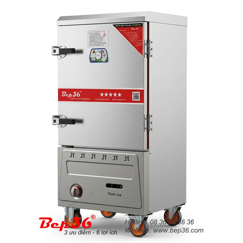 Tủ nấu cơm 8 khay dùng gas TCG-8 inox Bep36