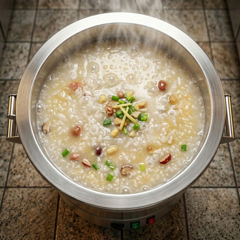 Nồi nấu cháo công nghiệp 30 lít NC-30 lắp đặt trong bếp quán cháo