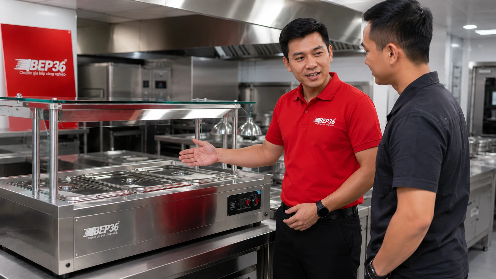 Bàn giao thiết bị giữ nóng thức ăn cho khách hàng