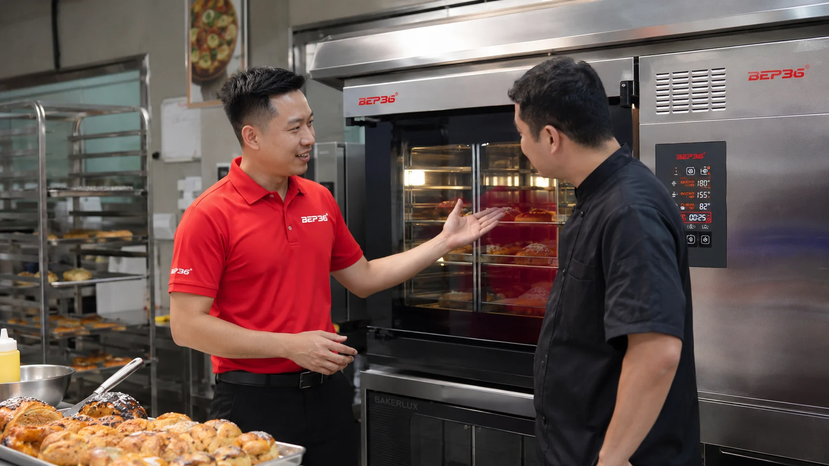 Ảnh Bep36 bàn giao lò nướng công nghiệp tại nhà hàng hoặc bếp bánh