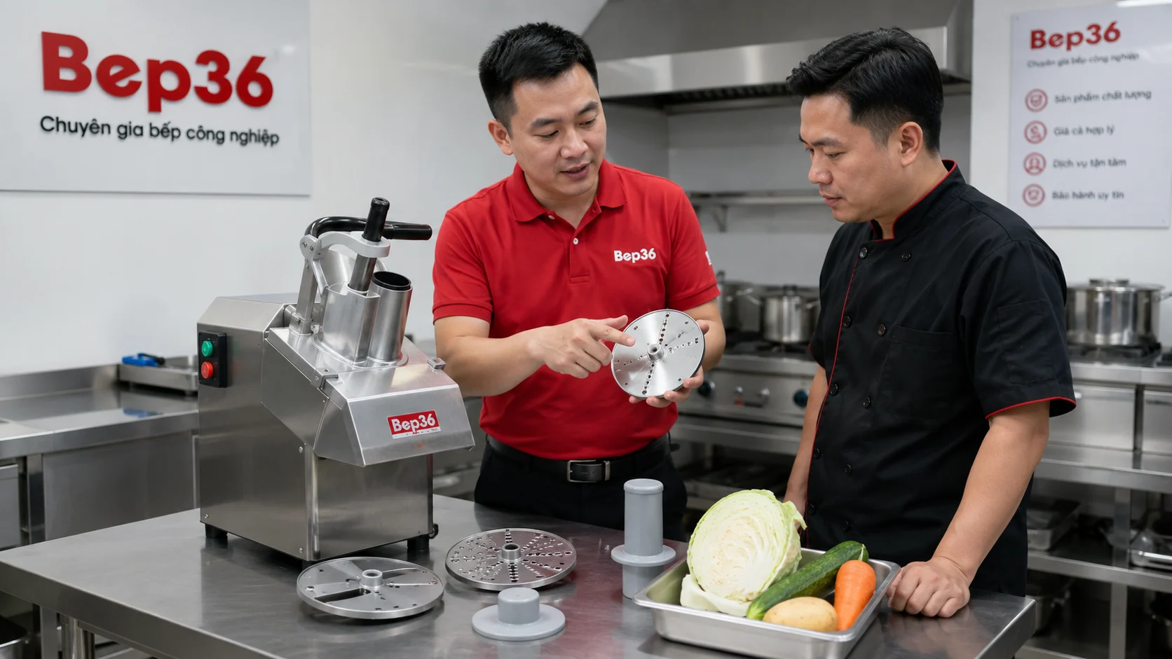 Bàn giao máy thái rau củ quả cho khách hàng