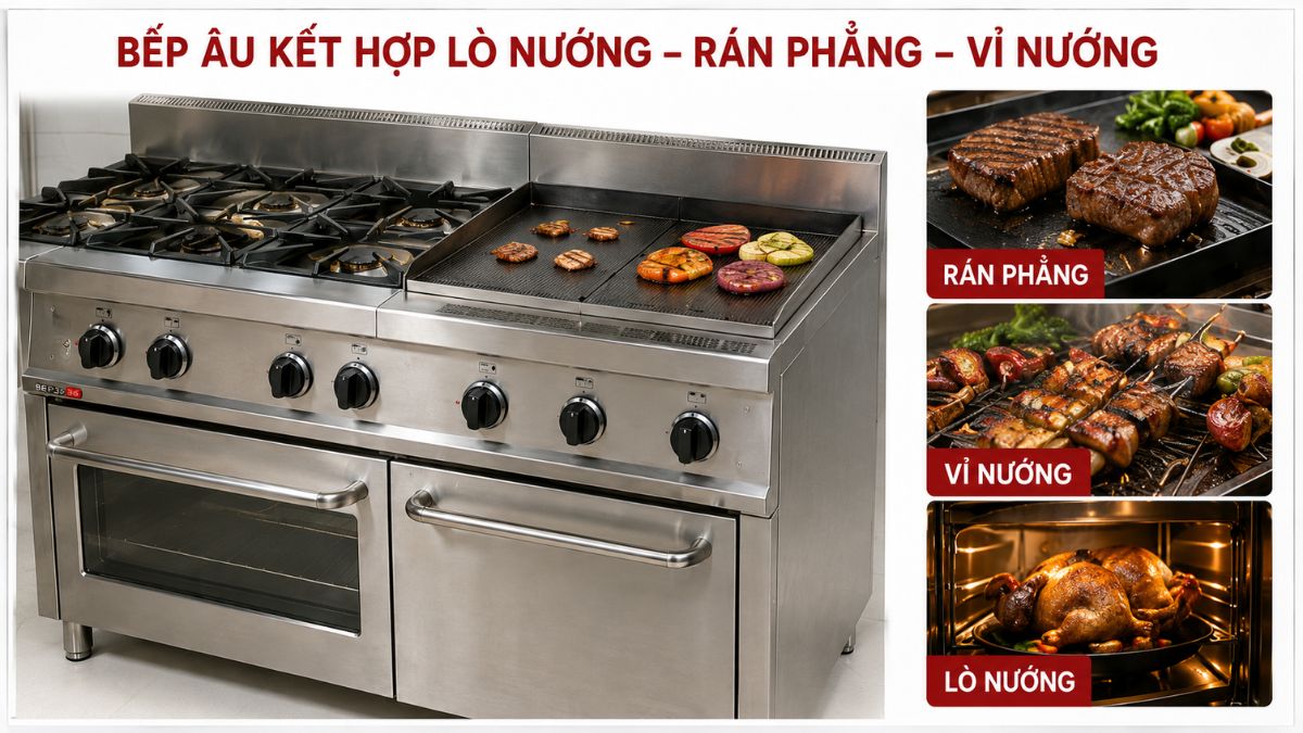 Bếp Âu kết hợp lò nướng bếp chiên rán
