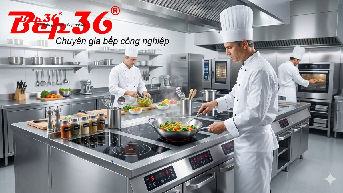 Bếp từ đang vận hành trong nhà hàng (ảnh minh họa)