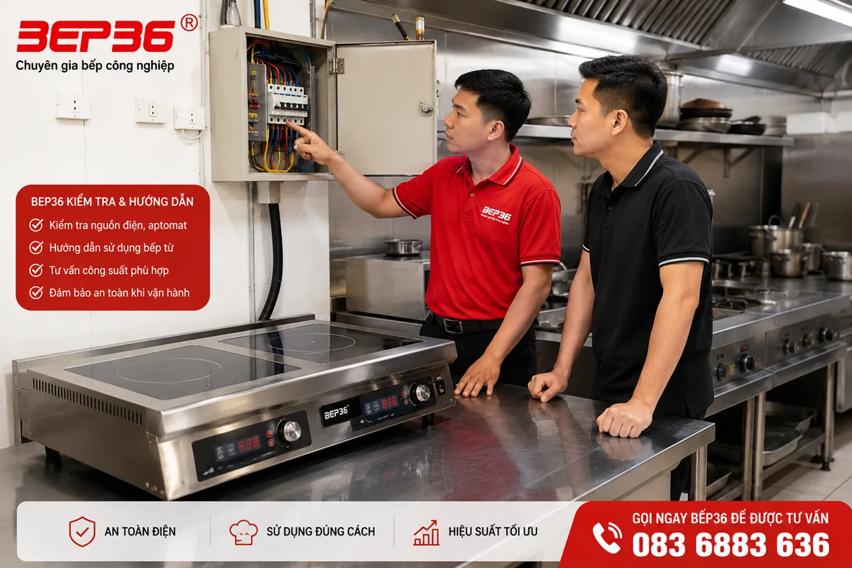 Bếp từ công nghiệp vận hành thực tế trong bếp nhà hàng