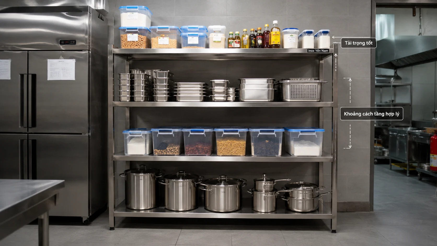 Giá kệ inox giúp gian bếp gọn gàng