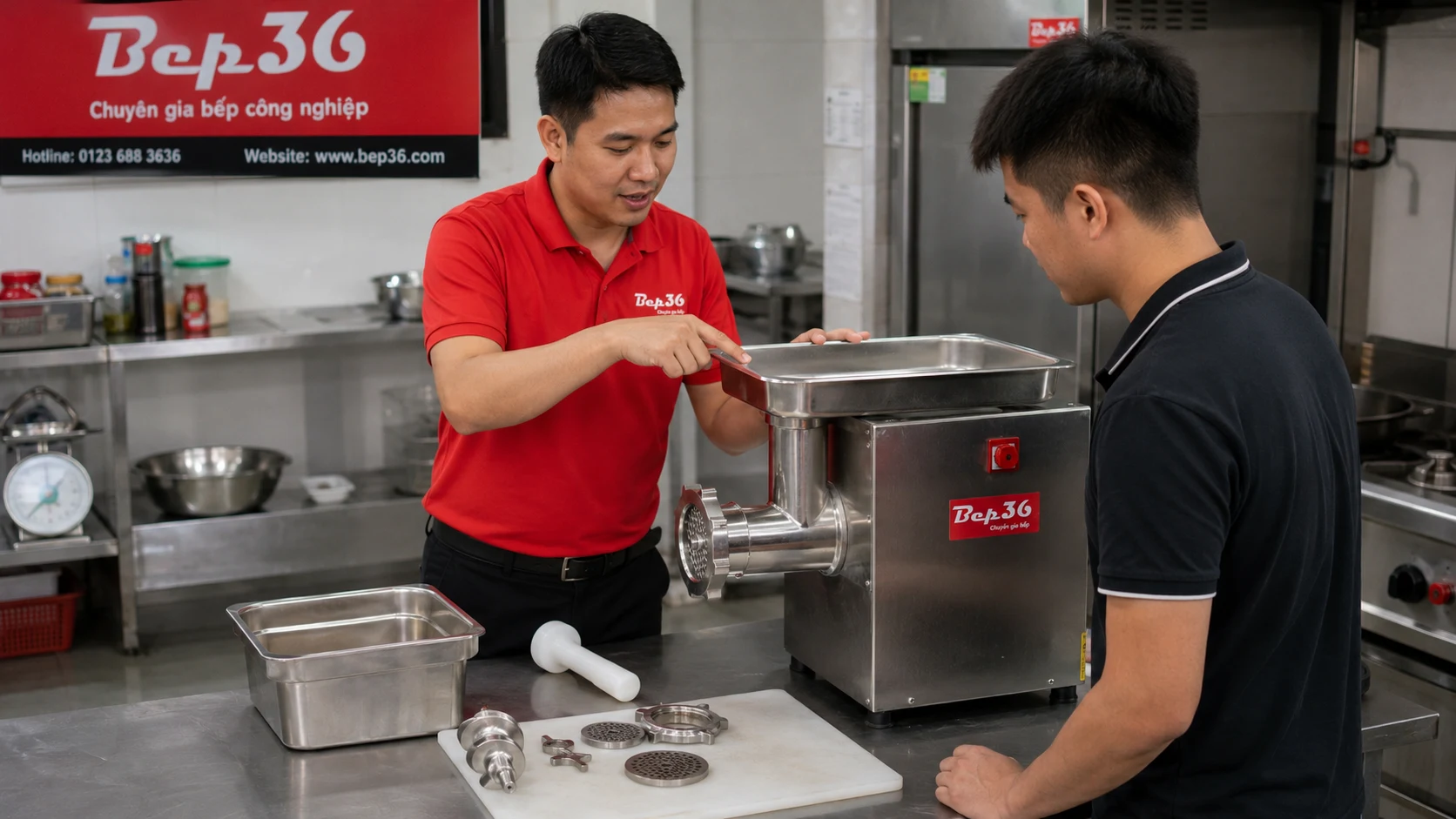 Ảnh bàn giao máy xay thịt công nghiệp