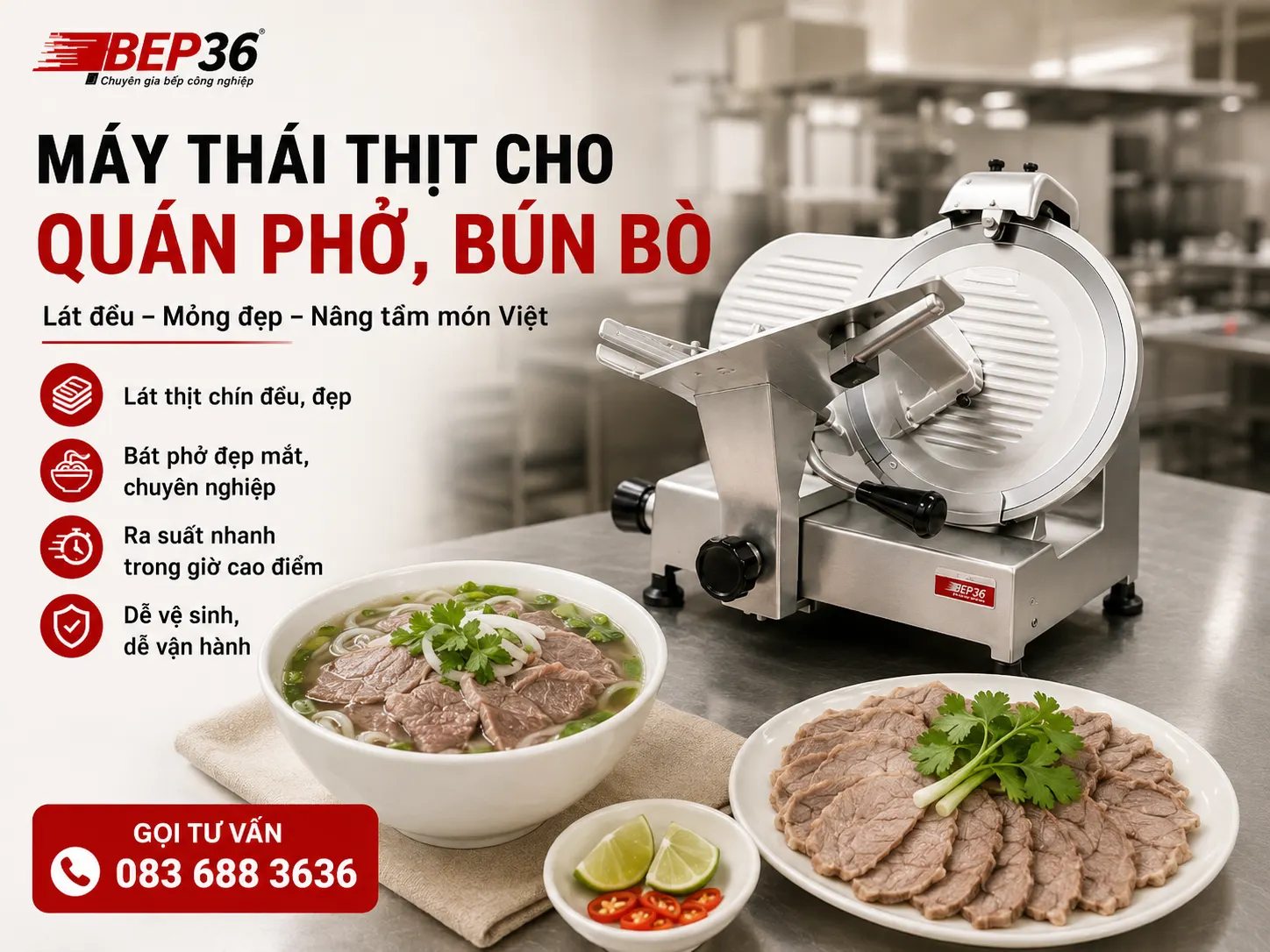 Máy thái thịt cho quán phở