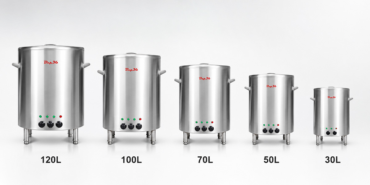 Nồi nấu cháo công nghiệp Bep36 đa dạng dung tích, sản xuất theo yêu cầu.