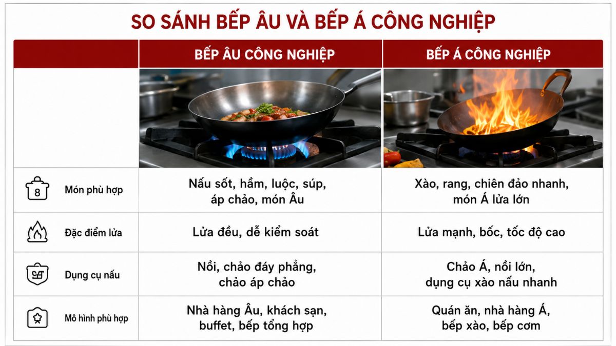 So sánh Bếp Âu - Bếp Á