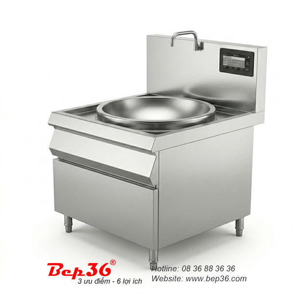 Bếp từ công nghiệp đơn mặt lõm liền chảo BTDL-CL 100% inox 304 tùy chọn công suất.