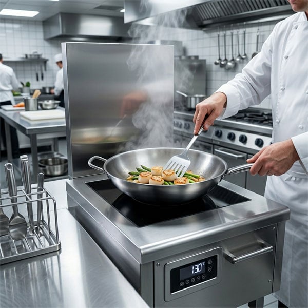 Bếp từ công nghiệp đơn mặt kính phẳng BTDP-CR lắp trong bếp nhà hàng