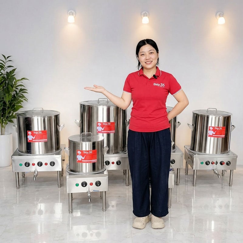 So sánh kích thước nồi nấu phở thanh nhiệt 30 lítvới nồi lớn hơn