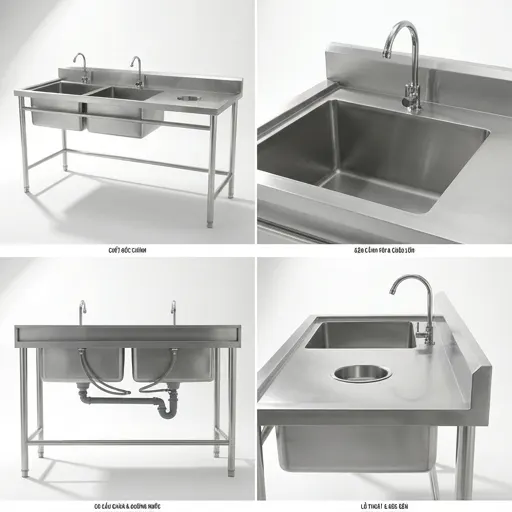 Sản xuất chậu rửa công nghiệp theo yêu cầu tại xưởng inox Bep36
