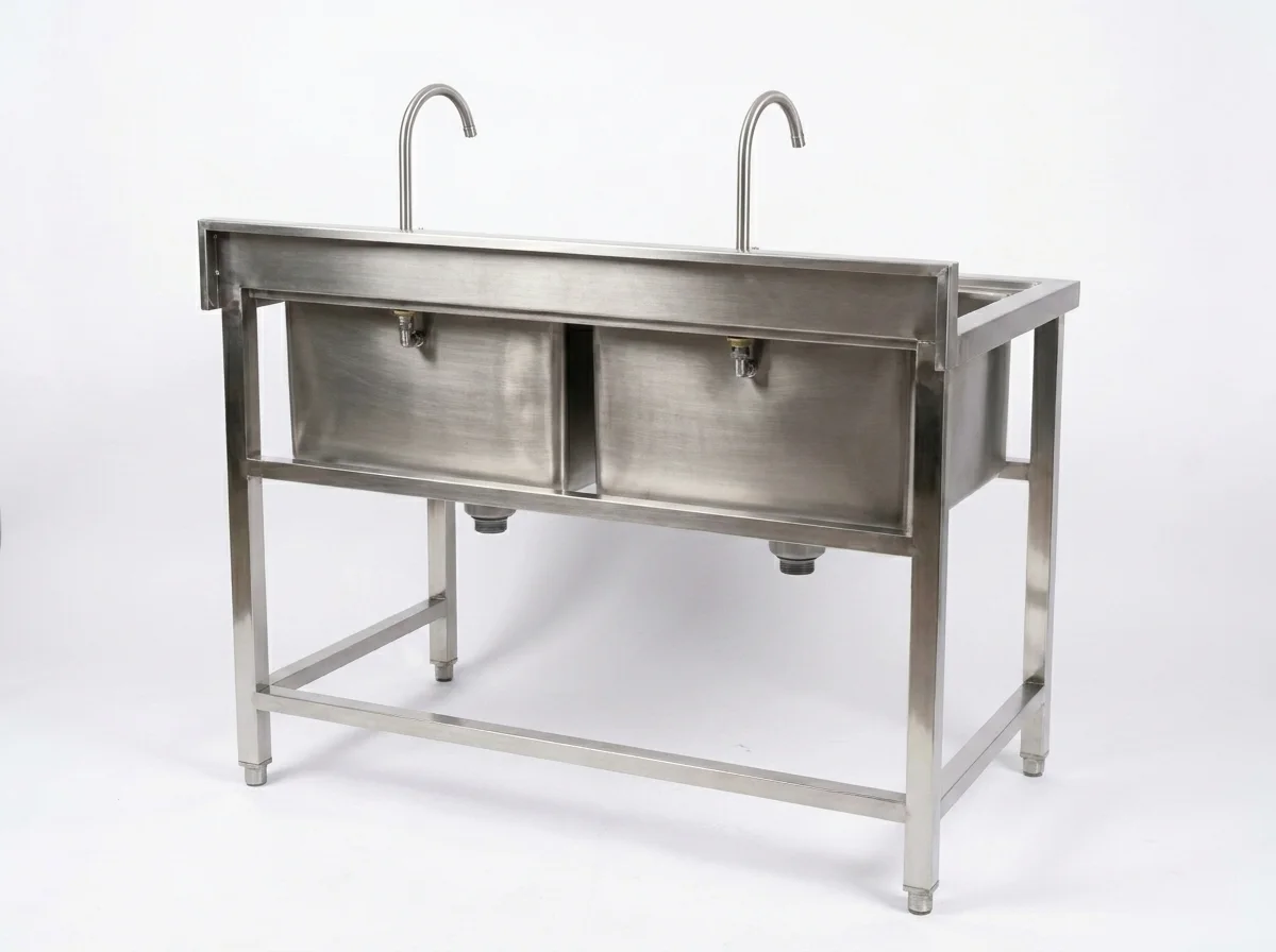 Vòi lạnh cổ ngỗng và rốn thoát nước chậu rửa 2 hố CR2H