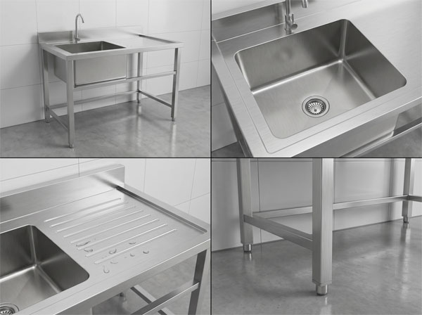 Chi tiết chậu rửa inox 1 hố có bàn chờ (thành phẩm)