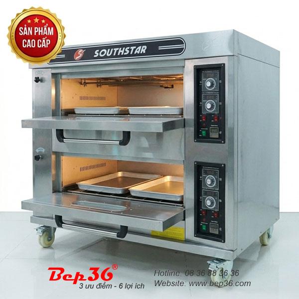 Lò nướng 2 khoang độc lập, 4 khay rời tiện dụng.