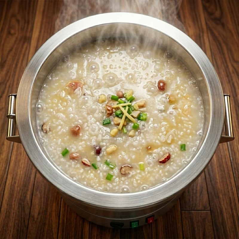 Sử dụng nồi để nấu cháo trong thực tế
